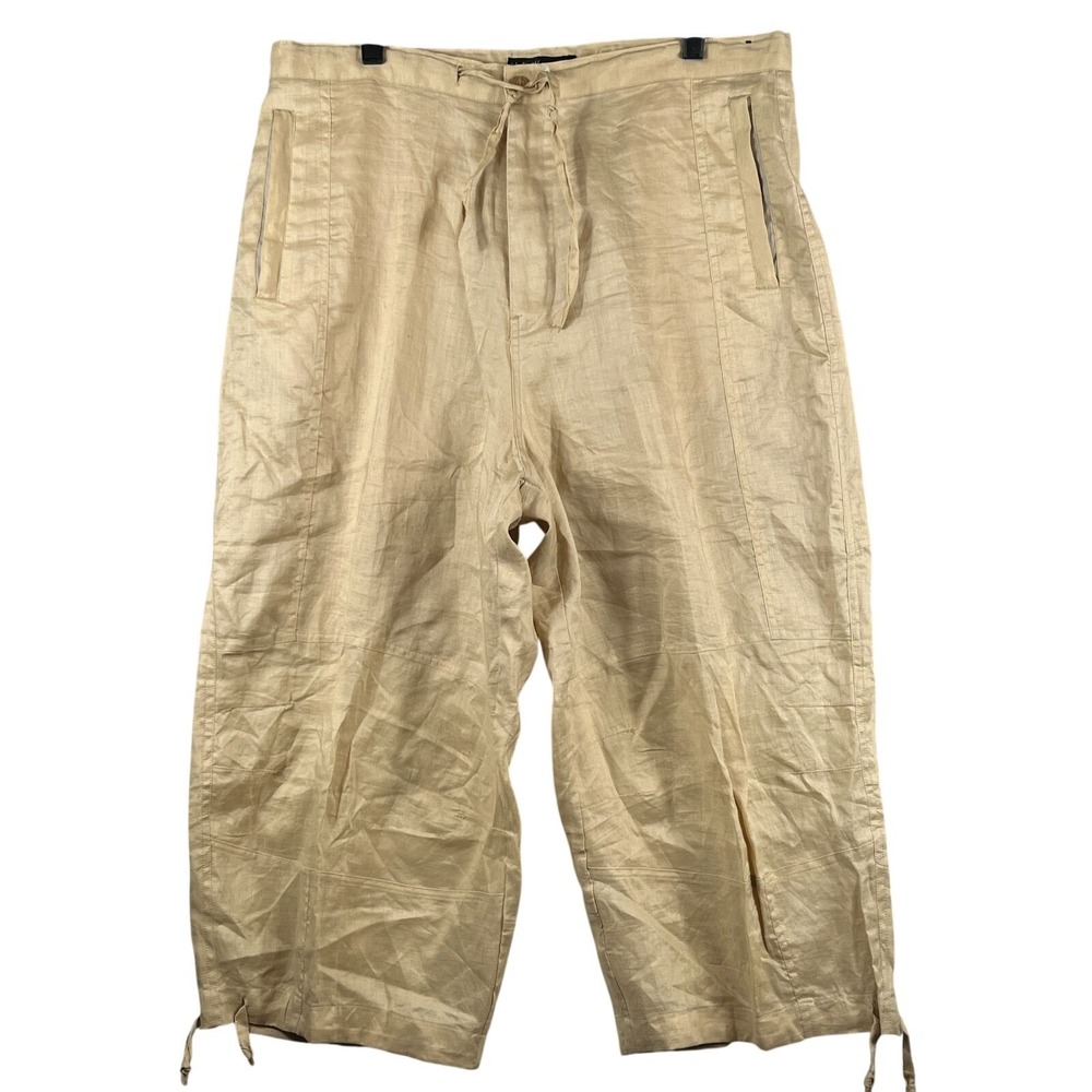 New Gen Mens W39 Ankle Linen Pants Tie Hem Lined Lightweight Mustard Resort